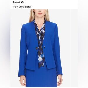 Tahari ASL Cobalt Blue Blazer with Turn-Lock Closure